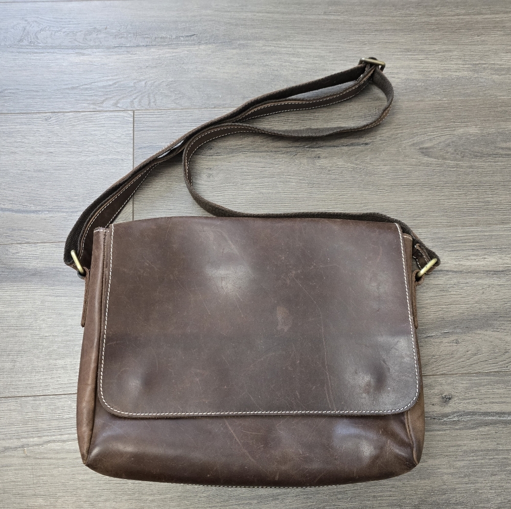 Chocolate Brown Leather Bag Heritage Cabincore Cottagecore Fisherman